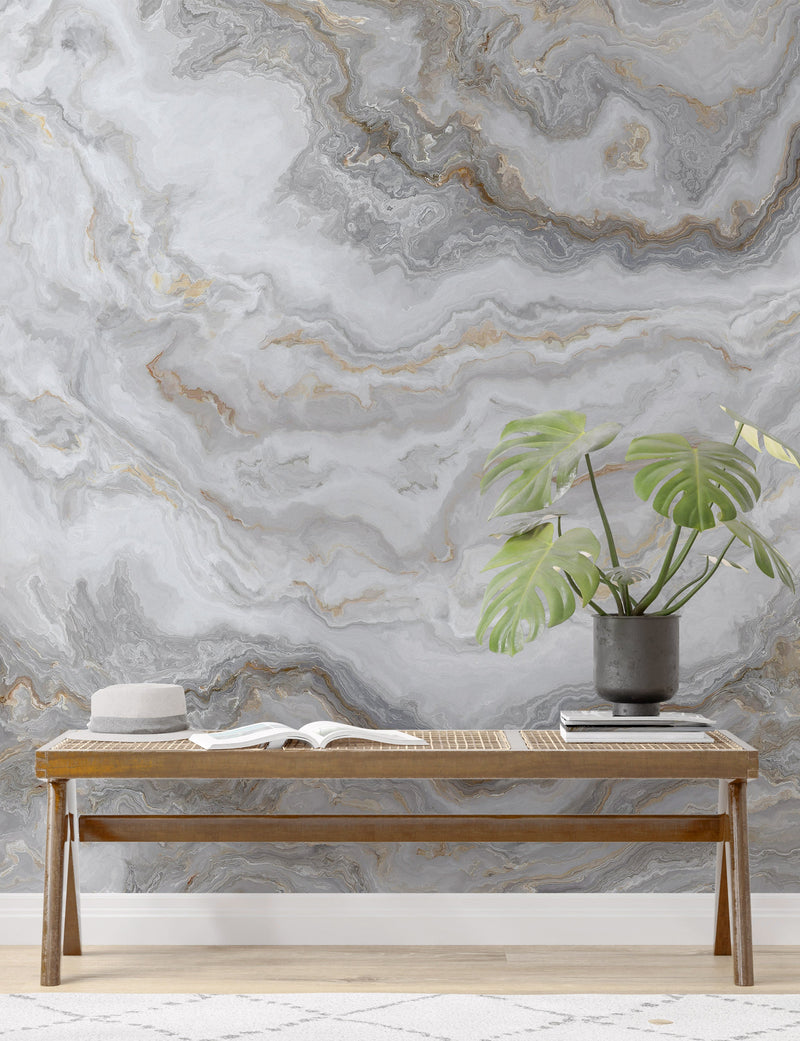 White Marble Stone Granite Slate Peel and Stick Wallpaper | Removable Wall Mural