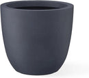 Kante 14 Inch Dia Round Concrete Planter, Indoor Outdoor Large Plant Pot with Drainage Hole and Rubber Plug for Home Patio Garden, Charcoal