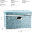 PRANDOM Collapsible Storage Cubes with Lids Fabric Decorative Storage Bins Boxes Organizer Containers Baskets with Cover Handles for Bedroom Closet Living Room 14.9x9.8x9.8 Inch 3 Pack by TinyTreasures Baby Boutique