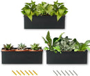 vensovo Metal Wall Hanging Planter Boxes – 12" Rectangle Flower Pots, 3 Pack with Drainage, Durable Galvanized Finish for Indoor Outdoor Balcony Fence Windowsill, Black by CozyNest Decor