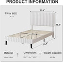 Twin Bed Frame, Velvet Upholstered Platform Bed with Vertical Channel Tufted Headboard and Footboard, No Box Spring Required, Easy Assembly, White by CozyNest Decor