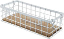 MyGift 13 and 12 Inch Nesting Storage Baskets with Handles, Wall Mounted or Tabletop White Metal Wire and Premium Acacia Wood Decorative Shelf Organizer Bins, 2 Piece Set by CozyNest Decor