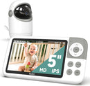 5'' Video Baby Monitor with Camera and Audio,36-Hrs Battery Life,HD Camera Remote Pan Tilt 3X Zoom,Long Range Baby Monitor No WiFi,Night Vision,Portable,2-Way Talk,VOX-Saving Power IPS Screen by TinyTreasures Baby Boutique