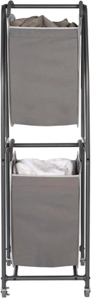 Neatfreak - 2 Tier Laundry Sorter - Laundry Hamper With Wheels & 2 x Laundry Basket Tote Bags For Dirty Clothes, Towels, Blankets, Bathroom Storage & Laundry Room Organization by CozyNest Decor