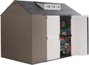 Rubbermaid Extra Large Resin Outdoor Storage Shed With Floor (7 x 10.5 Ft.) Weather Resistant Brown Organization for Home/Lawn Mower/Backyard Equipment/Bike Storage/Pool Supplies by GreenHaven Gardens