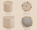CIMOTA Round Wood Nesting Coffee Table Set of 2, Modern Circle Travertine End Side Table Sets for Living Room, Light Wooden Color/No Assembling by CozyNest Decor