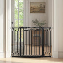 29.53"-43.30" Mornyray Auto-Close Baby Gate Extra Wide, Pressure Mounted Dog & Pet Gate for Stairs Doorways, No Drill Safety Barrier with Lace Design, Metal Child Proof Gate Indoor Outdoor, Black by TinyTreasures Baby Boutique