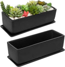MyGift Matte Black Ceramic Indoor Plant Pot Succulent Planter, Decorative Flower Planter with Drainage Hole and Removable Tray (14 inch - 2 Pack) by GreenHaven Gardens