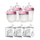 Comotomo Baby Bottle Bundle, Pink, (7 Piece Set) by TinyTreasures Baby Boutique