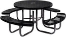 Heavy-Duty Portable Outdoor Picnic Table with Umbrella Hole, Expanded Metal Commercial-Grade Patio Dining Furniture Made in America (46" Round Top, Black) by GreenHaven Gardens