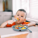 Baby Feeding Set, 2 Pack Silicone Divided Suction Plates for Baby, 2 Pack Spoons and Forks Set, BPA Free, Baby Led Weaning Supplies for Toddler Utensils by TinyTreasures Baby Boutique