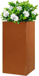 Corten Steel Metallic Heavy Planter for Outdoor Plants 14"x14"x30" Metal Planter Spliced Flower Pot with Partitions for Outside,Indoor,Garden (Corten, 14 * 14 * 30) by GreenHaven Gardens