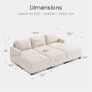 Nolany Corduroy Sectional Couch with Storage Ottoman, Sleeper Sectional Sofa with Chaise, Modular Sectional Couches for Living Room, Beige by CozyNest Decor