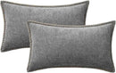 MIULEE Pack of 2 Couch Throw Pillow Covers 12x20 Inch Dark Gray Farmhouse Decorative Pillow Covers with Stitched Edge Soft Chenille Solid Dyed Spring Pillow Covers for Sofa Bed Living Room by CozyNest Decor