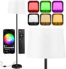 Floor Lamp for Living Room Bedroom,Modern Floor Lamp with Remote, Simple Design with White Shade,Foot Pedal Switch,Dimmable Colors Temperature,9W RGB LED Bulb by CozyNest Decor