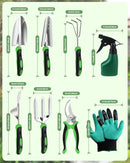 Garden Tools Set, 8 in 1 Heavy Duty Garden Tools Kit, Stainless Steel Ergonomic Gardening Hand Tool with Upgraded Bag, Gardening Supplies Gift for Women, Kid, Organizer by GreenHaven Gardens
