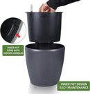 Dexceder 11x10 Inches Self Watering Planter Indoor Outdoor, Inner Pot Design, Thickened Table Flower Plant Pot with Water Level Indicator (Slate Gray Matte) by CozyNest Decor