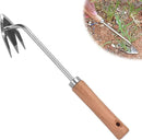 Amposei Stainless Steel Multifunctional Weeder, Hand Weeder Tool Stand Up Weed Puller Tool with Long Handle, V-Shaped Light Duty Hand Weeder for Lawn Garden Yard Farmland Weed Removal (Wood Handle) by GreenHaven Gardens