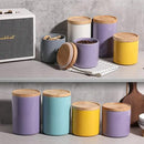 Sweejar Ceramic Food Storage Jar, Stackable Kitchen Canisters, Containers with Airtight Seal Wooden Lid for Serving Coffee Grounds, Coffee Bean, Flour, Tea, Spice and More - 39 Fl Oz (Purple) by CozyNest Decor