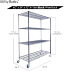 60"x24"x72" Premium Metal Steel 4-Tier Wire Shelving NSF 3200 LBS MAX Capacity Heavy Duty Storage Rack for Hospitals, Schools, Commercial Spaces, and Garages w/Premium Wheels by CozyNest Decor