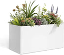 Galvanized Steel Garden Planter - White Matt Galvanized Metal Planter Box - Modern Metallic Heavy Planter - Indoor & Outdoor, Commercial & Residential (White, L36 x W12 x D16) by CozyNest Decor