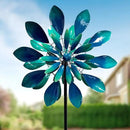 Large Wind Spinners - Decorative Garden Whirligigs - Durable Metal Flower Art - Ideal for Yard Decor and Gifts - Outdoor Accessories - Designed for Patios & Landscapes Blue 24"W x 84"H by CozyNest Decor