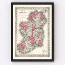 Vintage Map of Ireland 1865