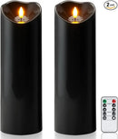Homemory 4"x12" Black Flameless Candles, Halloween Candles, Outdoor Waterproof Flameless Candles with Remote and Timers, Gothic, Battery Operated LED Pillar Candles, Won't Melt Plastic, 2Pack by CozyNest Decor