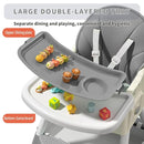 High Chairs for Babies and Toddlers, 4 in 1 Convertible Baby High Chair, Portable High Chair for Travel with Adjustable Height and Back, Foldable HighChair with Wheels& Pu Cushion (Grey) by TinyTreasures Baby Boutique