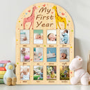 ORIGACH My First Year Baby Growth Photo Display Wood Board - 12 Months Newborn Milestones Photo Board - Neutral Baby Keepsake Frame 1st Birthday Party Nursery Decor New Mom Gift - Giraffe by TinyTreasures Baby Boutique