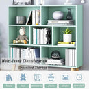 IOTXY Wooden Open Shelf Bookcase - 3-Tier Floor Standing Display Cabinet Rack with Legs, 7 Cubes Bookshelf, Tiffany-Green by CozyNest Decor