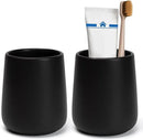 Bathroom Tumbler Cup Ceramic 2Pcs 13.5oz Reusable Toothbrush Cup 400ml, Toothbrush Holder Adequate for Your Bathroom (Black Brown) by CozyNest Decor