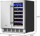 30" Stainless Steel Wine & Beverage Refrigerator - Dual Zone, Built-in/Freestanding with Upgraded Cooling - 30 Bottles & 110 Cans Capacity by CozyNest Decor