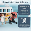 Inglesina Quid³ Stroller, Aurora Pink - Compact Reclining Travel Stroller for Baby & Toddler 0-55 lbs, One Hand fold, Car seat Compatible, Airplane Overhead, Lightweight, Foldable, XL UPF 50+ Canopy by TinyTreasures Baby Boutique