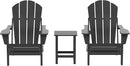 WO Home Furniture Adirondack Chairs Table Set of 3 PCS Outdoor Folding Chairs Side End Table Weather/UV Resistant for Lawn, Garden, Bon Fire, Balcony (Grey) by GreenHaven Gardens