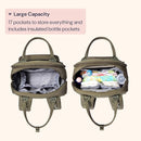 BabbleRoo Diaper Bag Backpack - Baby Essentials Travel Tote - Multi Function Waterproof Diaper Bag, Travel Essentials Baby Bag with Changing Pad, Stroller Straps & Pacifier Case - Unisex, Army Green by TinyTreasures Baby Boutique