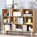 IOTXY Wooden Open Shelf Bookcase - 3-Tier Floor Standing Display Cabinet Rack with Legs, 10 Cubes Bookshelf, Pear Yellow by CozyNest Decor