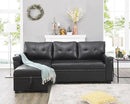 Naomi Home Jenny Sectional Sofa Sleeper with Storage Chaise, Tufted Pull Out Couch with Storage, L-Shaped Reversible Sleeper Sofa with Storage, Black,Air Leather by CozyNest Decor