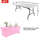 IVAPUPU 2 Pack 8FT Table Cloth for Rectangular Fitted Events Stretch Pink Table Covers Washable Cover Spandex Tablecloth Protector for Party, Wedding, Cocktail, Banquet, Festival by CozyNest Decor