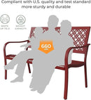 Grand patio 50" Outdoor Bench Garden Bench with Armrests Bench for Outdoors Lawn Yard Porch Red by GreenHaven Gardens