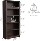 Bookshelf, Open Storage 70 Inch Tall 5 Shelf Bookcase, Floor Standing Bookshelves and Bookcases, Book case for Farmhouse Library Office Bedroom Kids, Dark Cherry - 5 Tier by CozyNest Decor