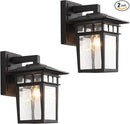 Outdoor Wall Lantern, Exterior Lighting Fixtures Wall Mount, 2 Pack Black Outdoor Sconce with Seeded Glass, Exterior Porch/Patio Lights for House Front Door Garage by GreenHaven Gardens