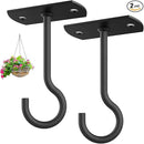 Ceiling Hooks for Hanging Plants,2Pack 4in for Plants,Lights,Planters,Lanterns,Hanging Bird Feeders,Wind Chimes,Indoor&Outdoor Decoration Black by GreenHaven Gardens