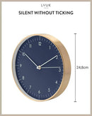 LUUK LIFESTYLE Modern Quartz Wall Clock with Silent Movement, Scandinavian Design, Kitchen and Living Room Clock, Gift idea, Trendy Home Decor, 10 inch, in Dark Blue and Gold by CozyNest Decor