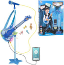 TAKIHON Guitar and Microphone Set for Kids,Guitar Toys with Music&Colorful Light,Adjustable Height Microphone with Stand,Karaoke Toys Gift for Boy,Girls,Toddlers(Blue)-Upgraded by TinyTreasures Baby Boutique