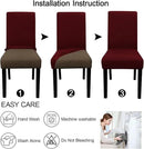 JQinHome 6 Pcs Dining Chair Slipcover,High Stretch Removable Washable Chair Seat Protector Cover for Home Party Hotel Wedding Ceremony (Burgundy) by CozyNest Decor