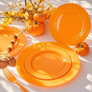 FLOWERCAT 60PCS Orange Plates - Heavy Duty Orange Plastic Plates Disposable for Halloween & Thanksgiving Party - Serve 30 Guests 10.25inch and 7.5inch by CozyNest Decor
