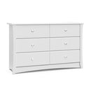 Storkcraft Crescent 6 Drawer Double Dresser (White) – GREENGUARD Gold Certified, Nursery Dresser for Kids Bedroom by TinyTreasures Baby Boutique