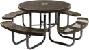 Coated Outdoor Furniture Heavy-Duty Portable Outdoor Picnic Table with Umbrella Hole, Expanded Metal Commercial-Grade Patio Dining Furniture Made in America (46" Round Top, Textured Brown) by GreenHaven Gardens