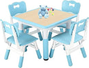 FUNLIO Kids Table and 4 Chairs Set, Height Adjustable Toddler Table and Chair Set for Ages 3-8, Easy to Wipe Arts & Crafts Table, for Classrooms/Daycares/Homes, CPC & CE Approved (5-Piece Set) - Blue by CozyNest Decor